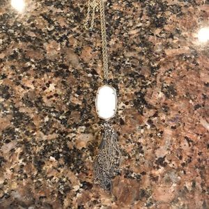Rayne Kendra scott long necklace white and gold